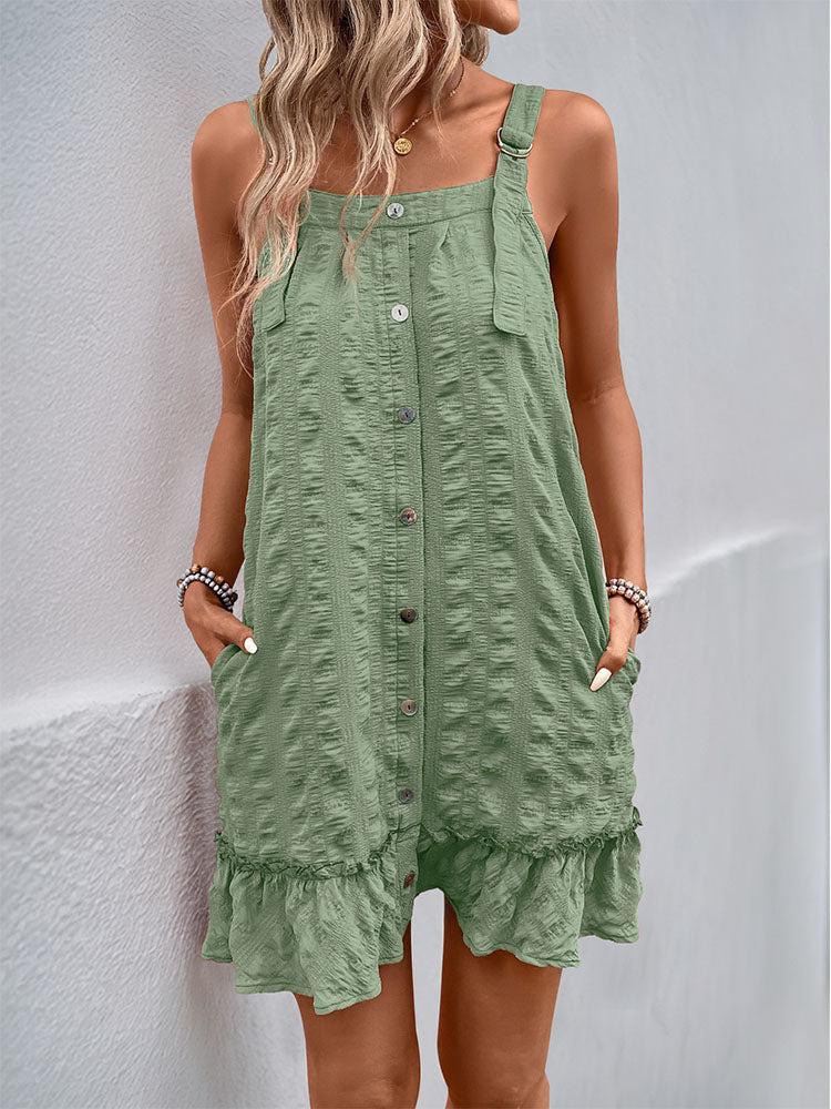Women's Button-Front Ruffle Hem Sundress