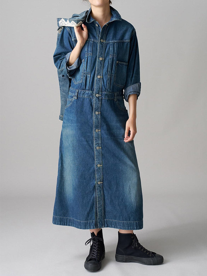 Denim Trucker Dress Distressed Workwear Coat