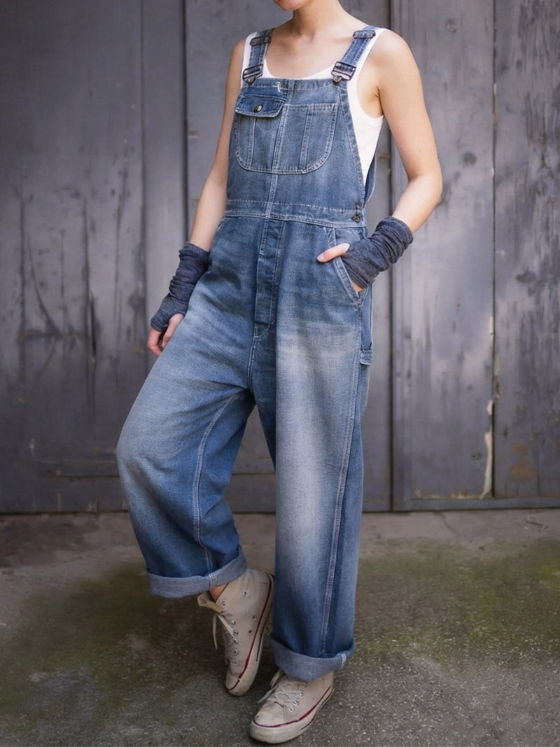 50s Heritage Washed Denim Bib Overalls