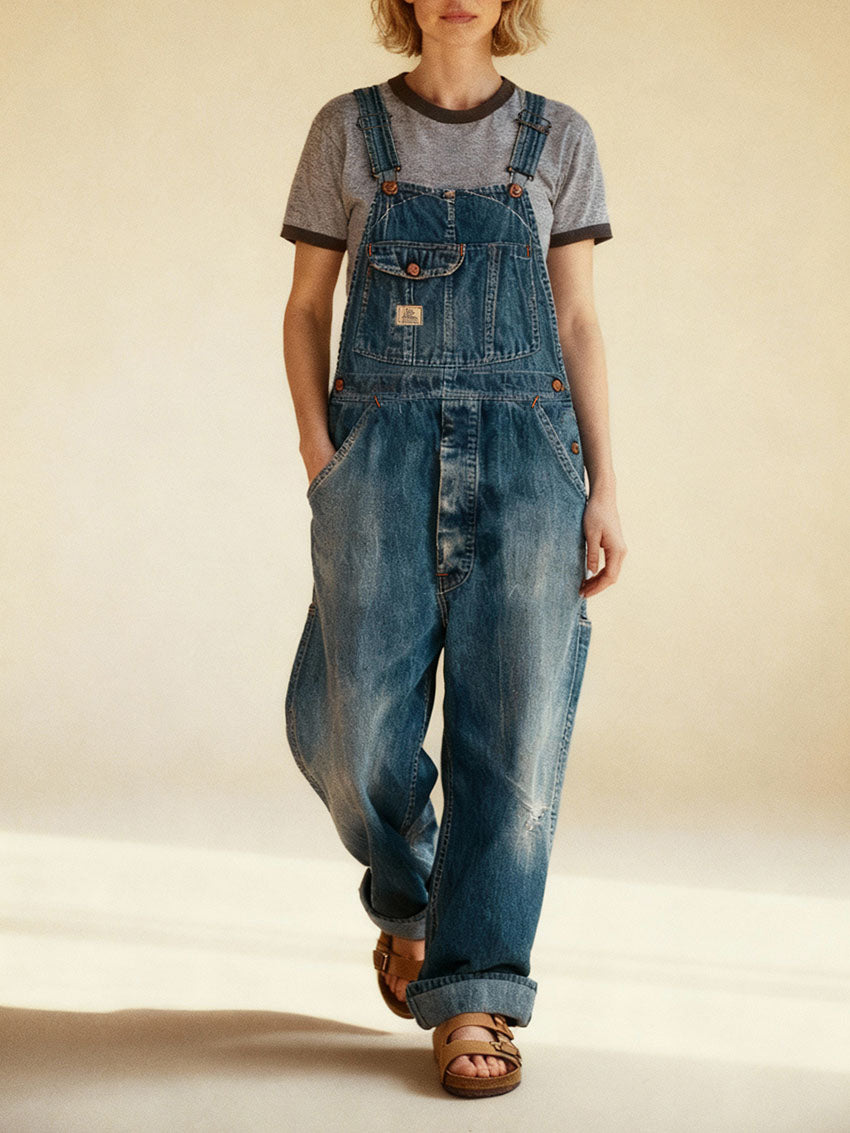 Relaxed Fit Denim Overalls