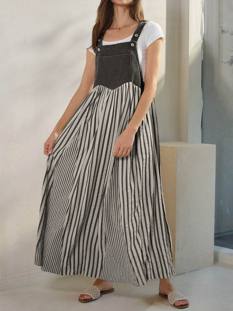 Denim Stripe Overall Dress