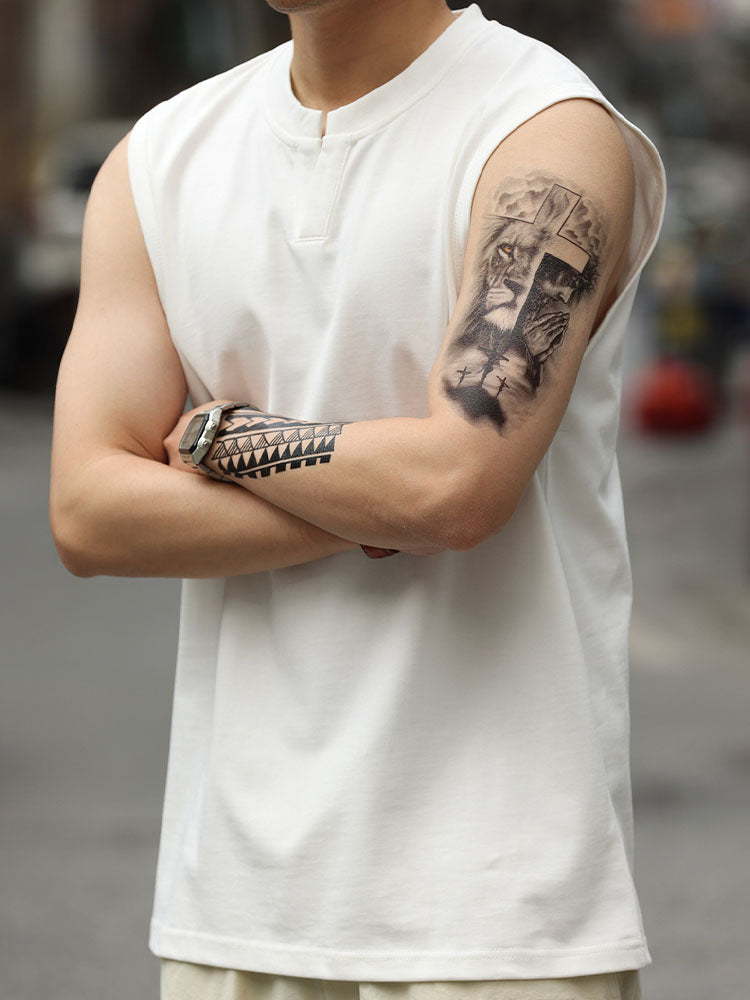 Men's Sleeveless Henley Tank Top