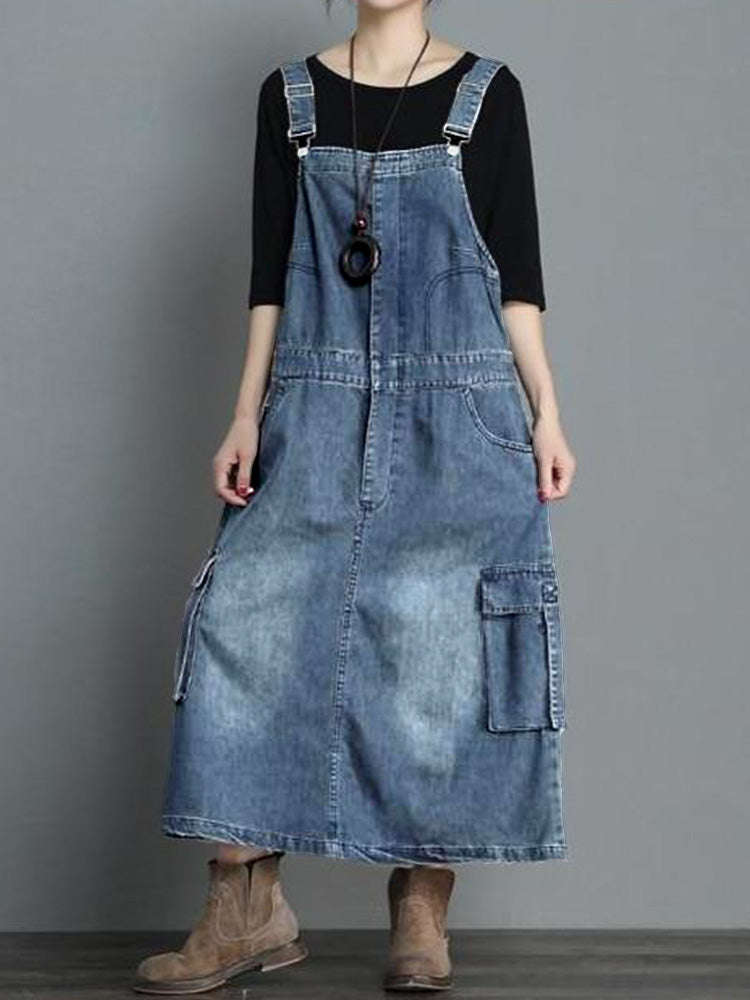 Women's Loose Fit Denim Overall Dress