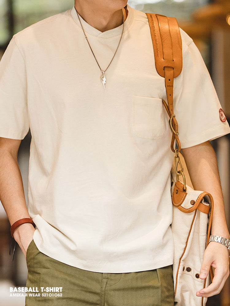 Men's Vintage-Inspired Baseball Pocket Tee