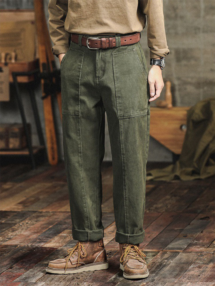 Men’s Vintage-Inspired Straight-Leg Cargo Pants