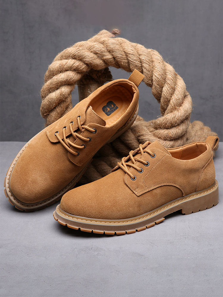 Men’s Suede Lace-Up British Casual Work Shoes