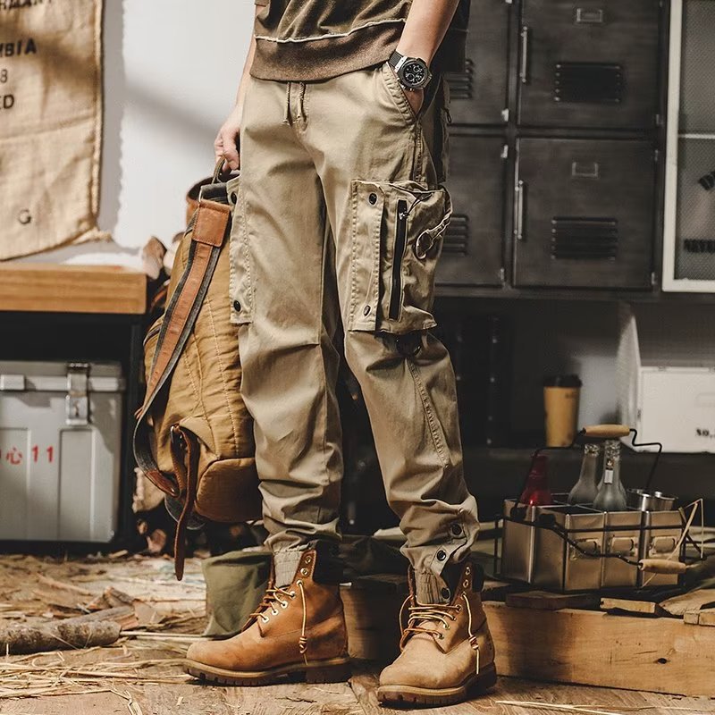 Men's Loose Fit Cargo Pants with Zip and Snap Fly – Vikokos